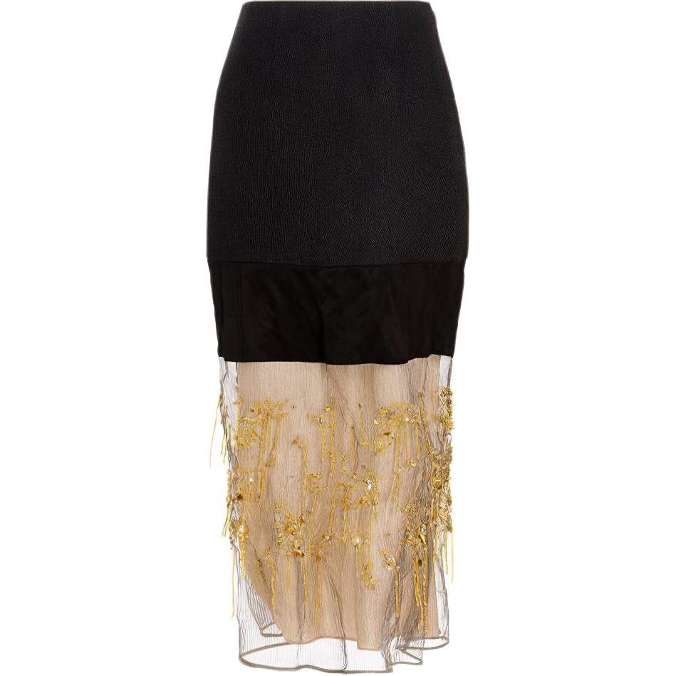 Prada floral-embroidered midi skirt