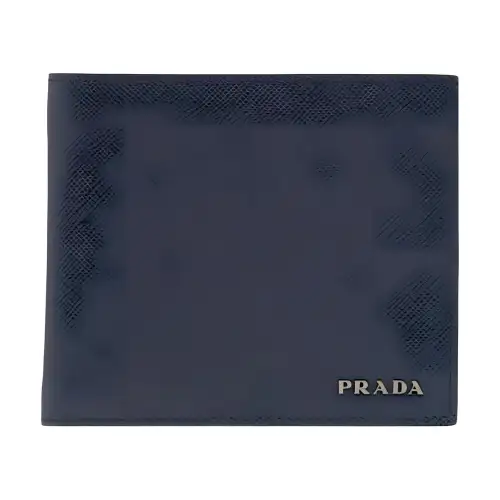 PRADA Saffiano Leather Wallet Women's Blue/Gray