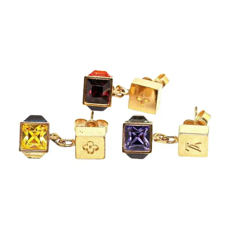 LOUIS VUITTON 2012 Crystal Gamble Drop Costume Earrings