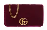 GUCCI Quilted Velvet Chain Shoulder Bag, Crossbody Bag Mini Women's Burgundy