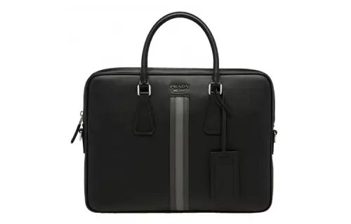 PRADA Saffiano Leather Briefcase Messenger Bag Crossbody Bag, Handbag Men's Black