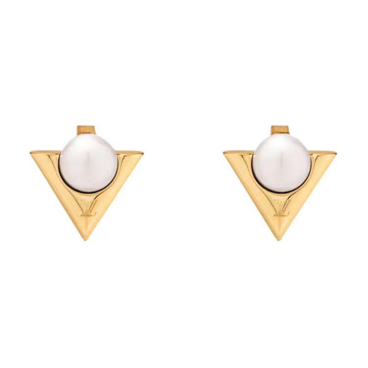 Женские серьги Louis Vuitton PEARL (золотисто-белые)