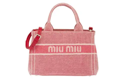 MIU MIU Jacquard Denim Shoulder Bag, Handbag Women's Pink