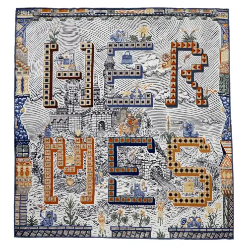 HERMES Detail Scarves Unisex Gray