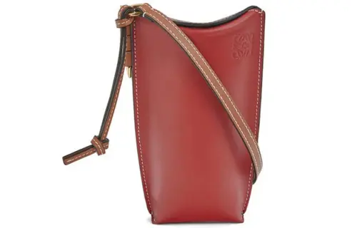 LOEWE Pocket Calfskin Shoulder Bag Women's Garnet/Tomato