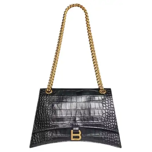 Balenciaga Crocodile Leather Handbag, Shoulder Bag Large Women's Black