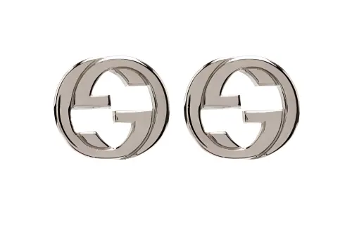 GUCCI Sterling Silver Interlocking G Stud Earrings