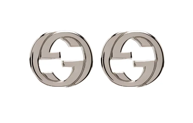 GUCCI Sterling Silver Interlocking G Stud Earrings