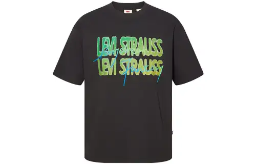 Levis T Shirts Men's Black Crew Neck Moderate Straight Fit