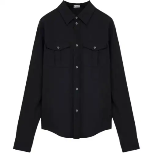 LOEWE Shirts Men's Black Lapel Moderate