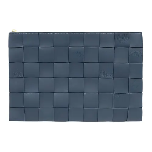 Bottega Veneta Lambskin With Calfskin Clutch Large Women's Blue