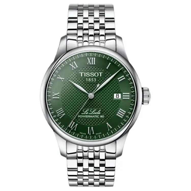 TISSOT Tissot, mechanical mechanism, waterproof men's watch, green dial, watch strap stainless steel, 30meter, 39.3mm