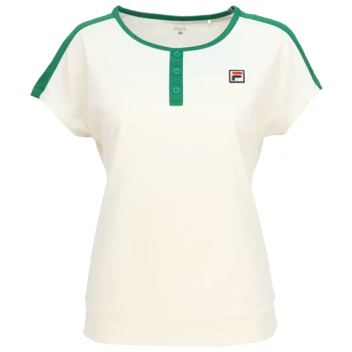 FILA T Shirts Women's White Green Crew Neck Moderate
