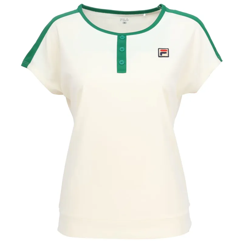 FILA T Shirts Women's White Green Crew Neck Moderate