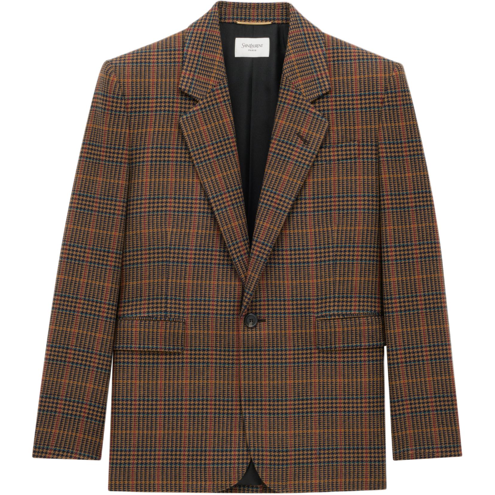 SAINT LAURENT Checked Single Breasted Jacket