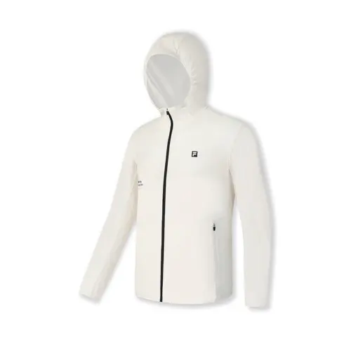FILA Fitness Trench Coats Men's Brown White WT Hooded Thin Other