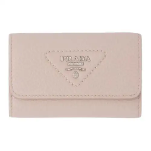 PRADA Saffiano Leather Key Pouch Women's Water Lily Color