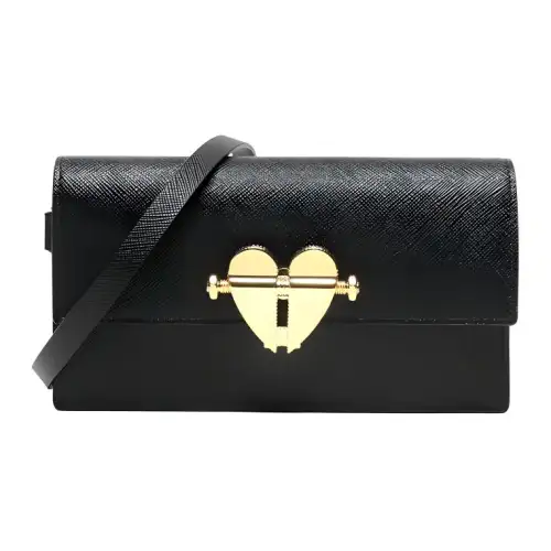 PRADA Saffiano Leather Shoulder Bag Women's Black