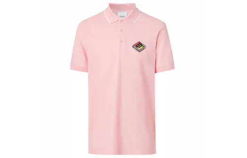 Burberry Polo Shirts Men's Pink Polo Collar Moderate Straight Fit