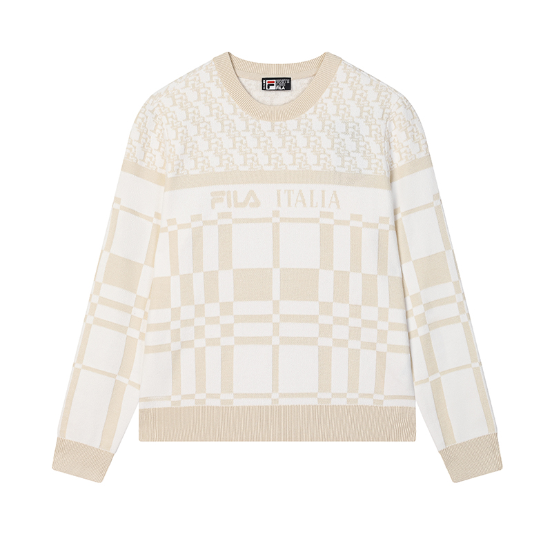 Женский свитер Fila White Plaid Sweater (бело-серый)