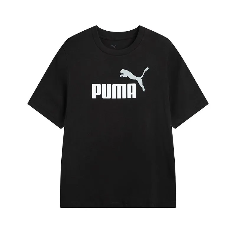 PUMA ESS T Shirts Men's Black Crew Neck Moderate Straight Fit