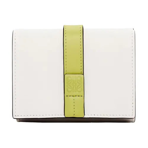 LOEWE Cow Leather Card Holder, Wallet Women's Soft White/Lemon Yellow