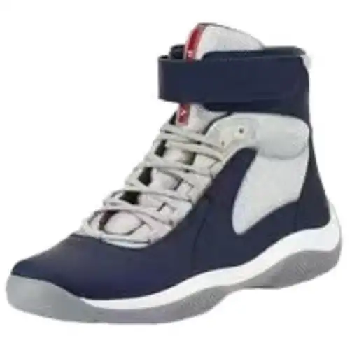 PRADA Leather High top Casual Shoes Men's Blue