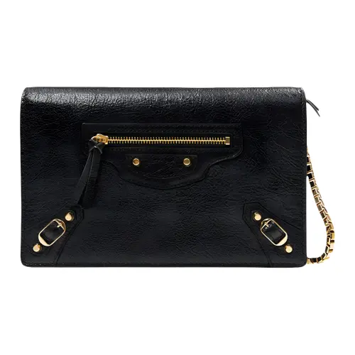 Balenciaga Cow Leather Shoulder Bag Women's Black