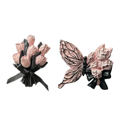 NICEGO Light Luxury Black Pink Tulip Small Fresh Butterfly Flower Air Vent Decoration Diffusing Stone Car Perfume Aromatherapy Universal