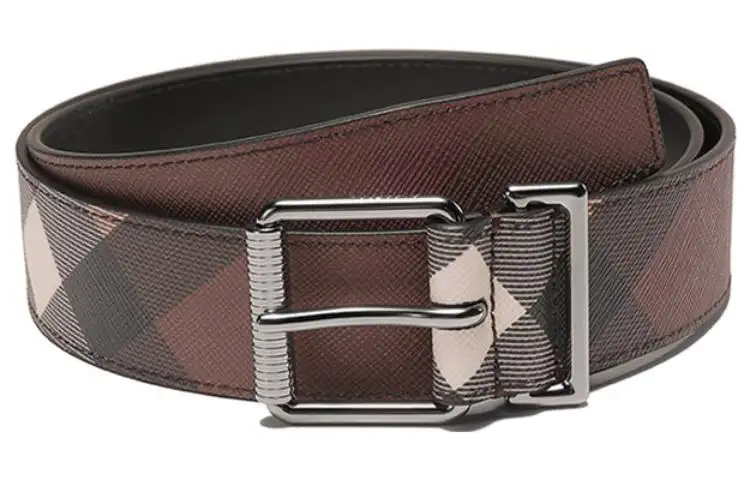 Burberry Cotton Thermoplastic Polyurethane Leather Belts Men's Dark Birch Brown Width 3.5cm