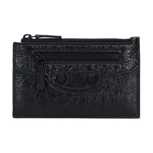 Balenciaga Leather Card Holder Men's Black
