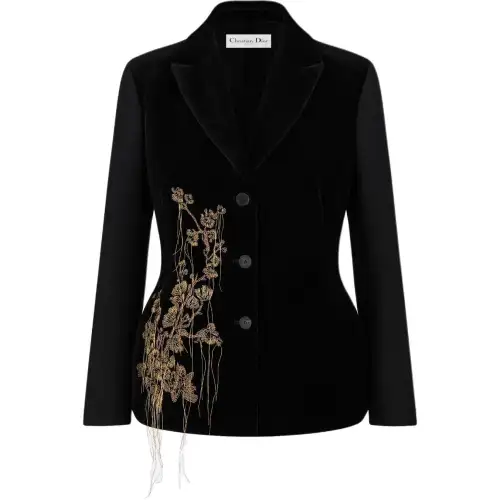DIOR Embroidered Fitted Jacket Jackets & Coats Women's Black