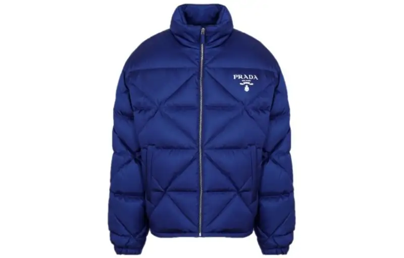 PRADA Down Jackets Men's Blue Stand Collar Moderate Other