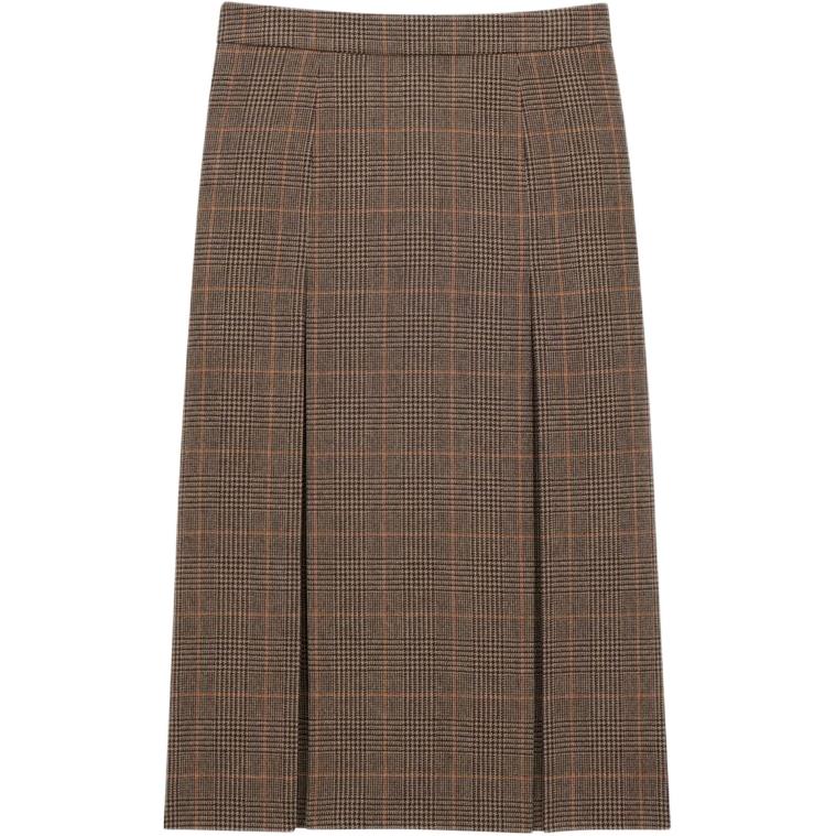 SAINT LAURENT Checked Midi Skirt