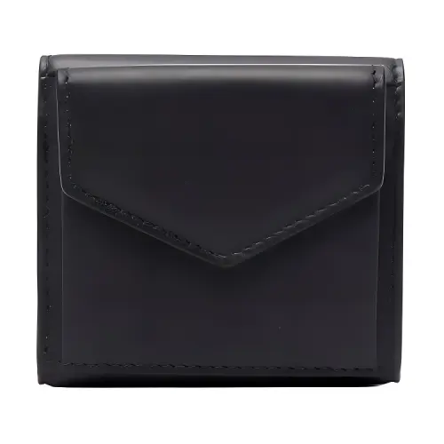 Maison Margiela Magnetic Flap Closure Calfskin Coin Purse Women's Black