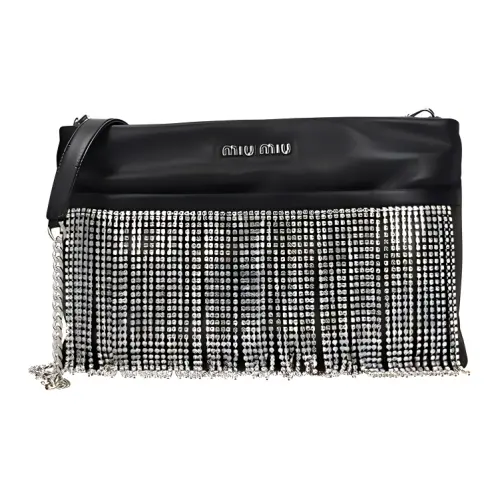 MIU MIU Leather Shoulder Bag, Crossbody Bag Women's Black