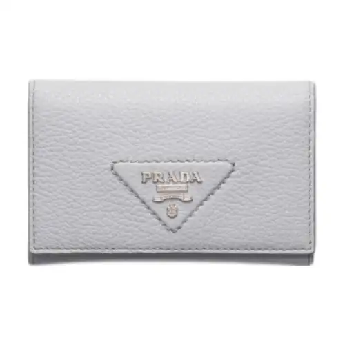 PRADA Leather Card Holder Women's Cornflower Blue