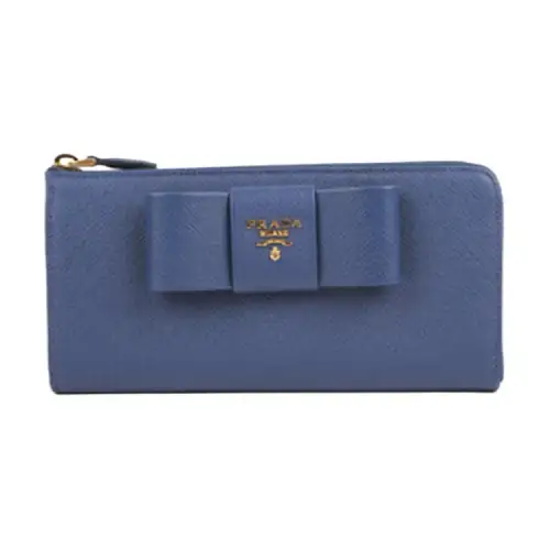 PRADA Cow Leather Wallet Women's Blue