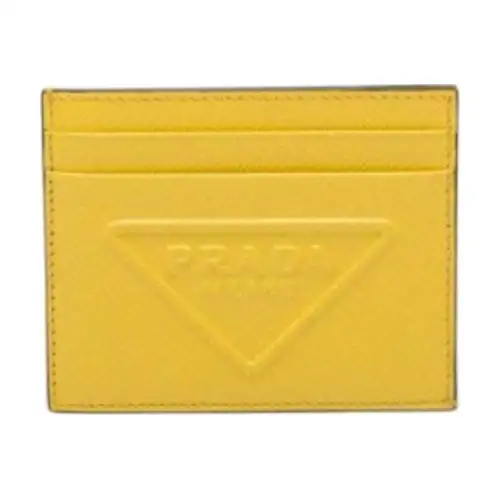 PRADA Leather Card Holder Women's Yellow