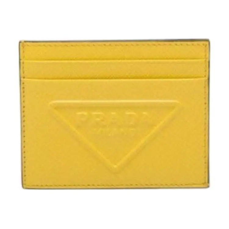 PRADA Leather Card Holder Women's Yellow