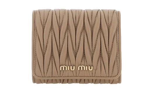 MIU MIU Leather Wallet Women's Light Umber