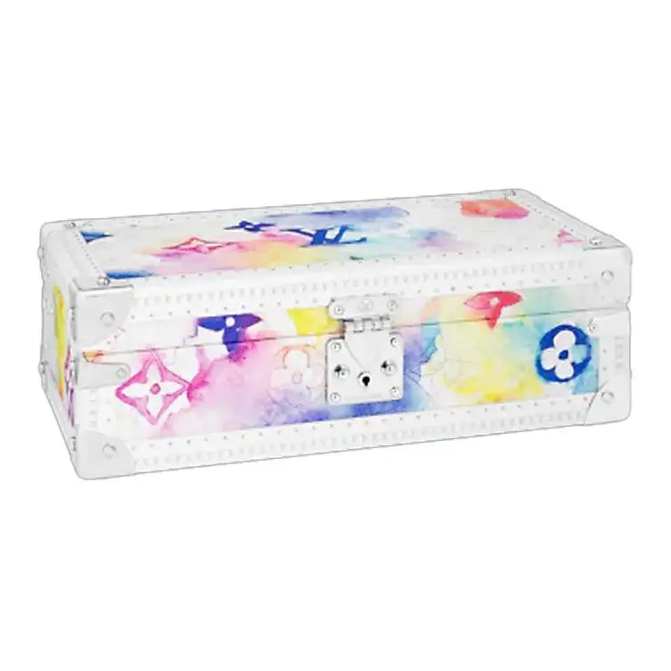 LOUIS VUITTON Coated Canvas With Leather Storage Box Hard Case Unisex Watercolor Tie Dye