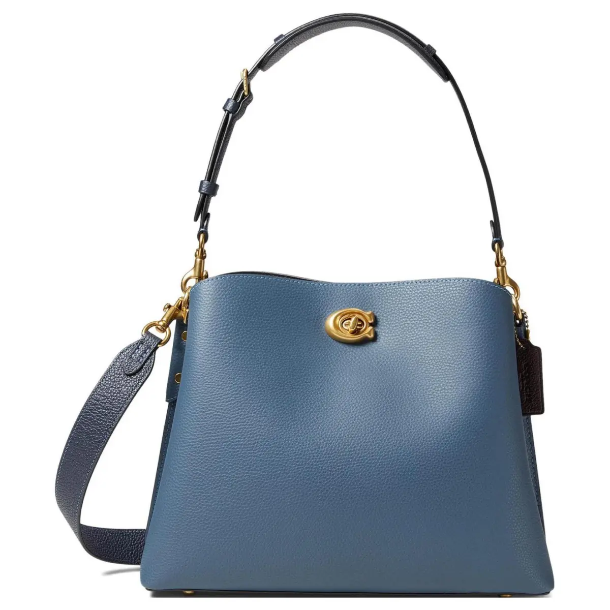 COACH Willow Pebbled Leather Crossbody One Shoulder Handbag Women's Dark Blue
