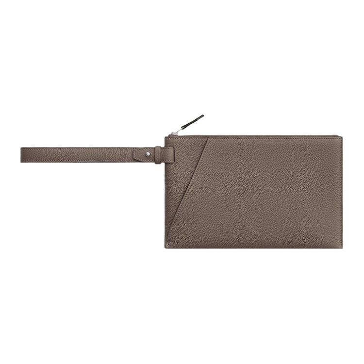 HERMES Cabavertige Togo Calfskin Clutch Men's 8F Gris ÉTain Tin Gray