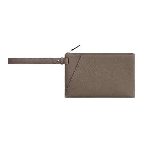 HERMES Cabavertige Togo Calfskin Clutch Men's 8F Gris ÉTain Tin Gray