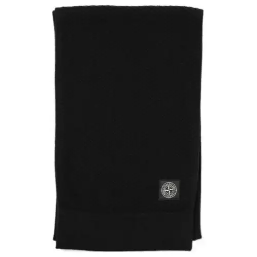 STONE ISLAND Logo Patch Knitted Scarf