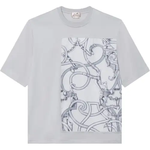 HERMES T Shirts Men's Mist Crew Neck Moderate