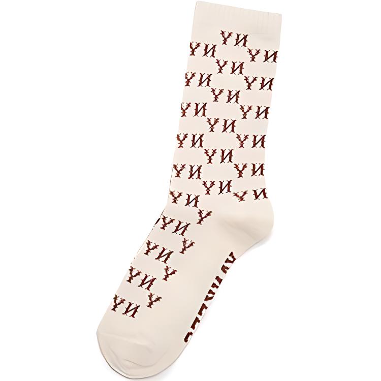 MLB Monogram Collection Crew Socks Unisex 1 Pack Dark Cream