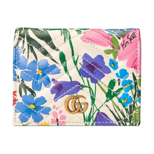 GUCCI Marmont Quilted Leather Wallet Women's Ivory White