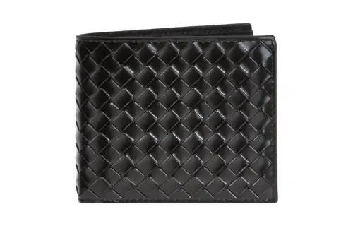 Bottega Veneta Calfskin Card Holder, Wallet Men's Black
